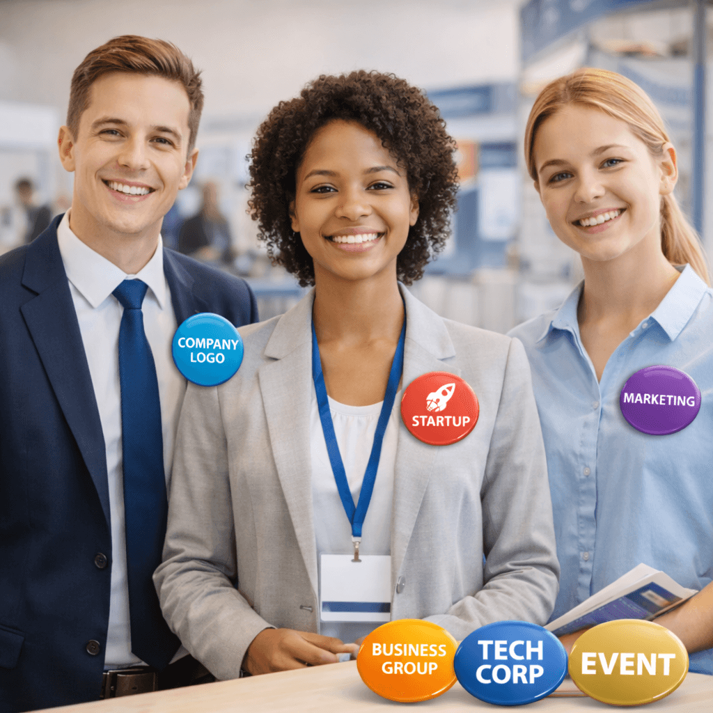 Buttons voor bedrijven en beurzen